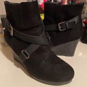 Black Wedge Booties, size 9